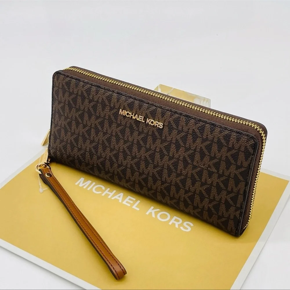 Michael Kors Large Continental Wallet Wristlet Brown Leather - Picture 4 of 8